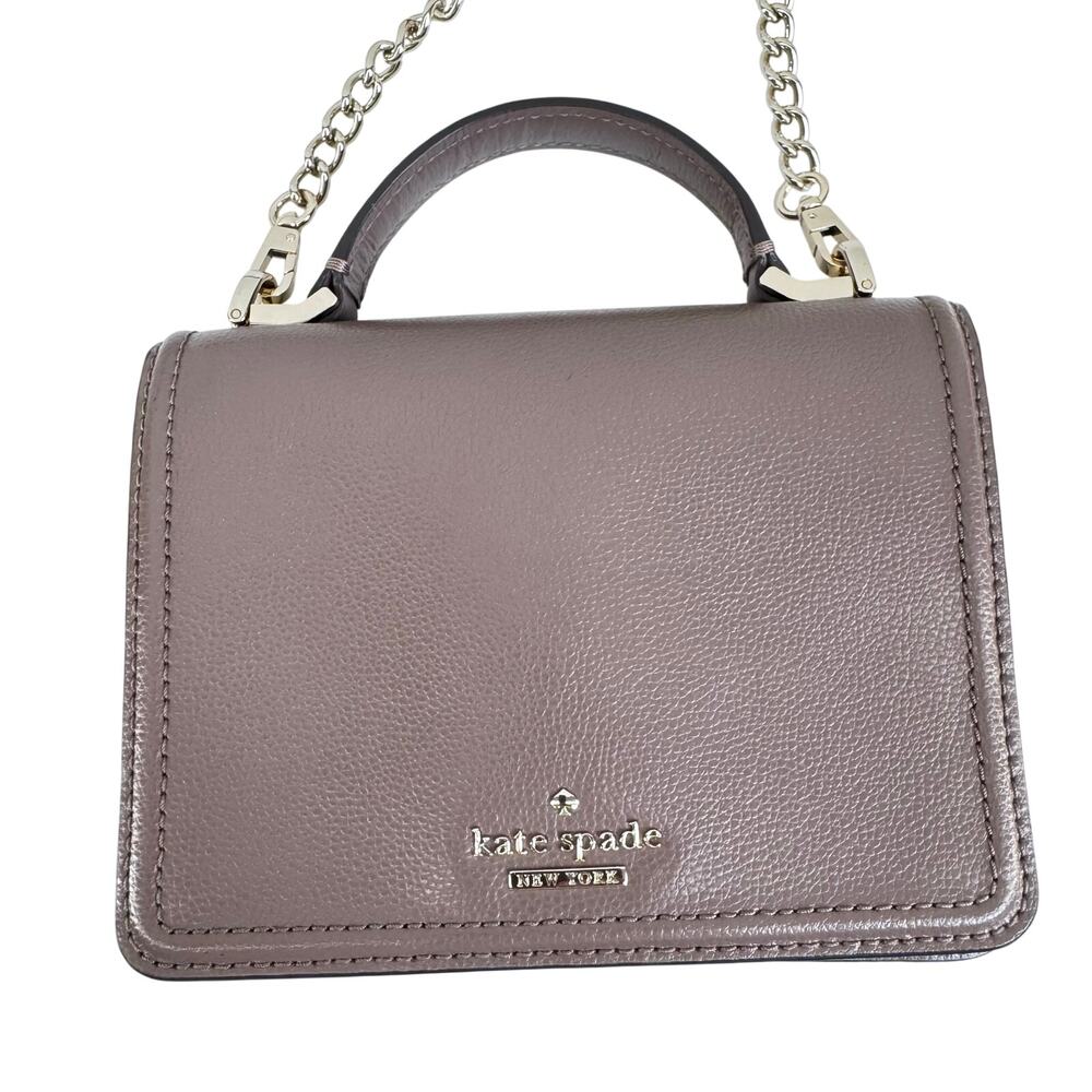 Kate Spade New York Leather Mini Crossbody Top Handle Mauve Small Chain Strap XS - Picture 11 of 12